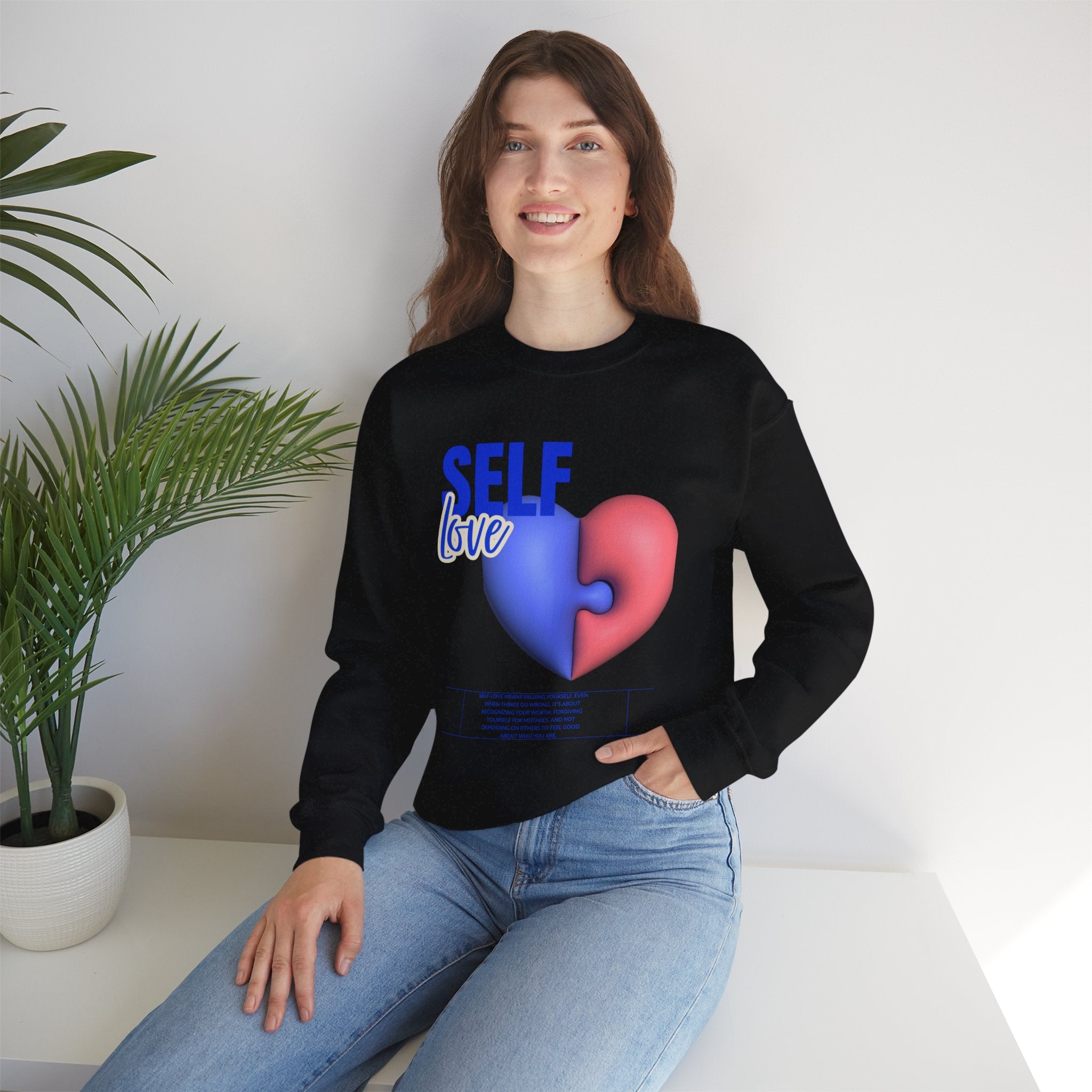 Self Love Crewneck Sweatshirt, Cozy Unisex Sweater for Self-Care, Perfect Gift for Birthdays, Celebrations, and Affirmation Days